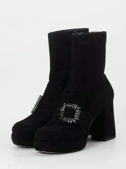 Kennel & Schmenger – Plateau-Stiefeletten aus Veloursleder Schwarz