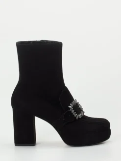 Kennel & Schmenger – Plateau-Stiefeletten aus Veloursleder Schwarz