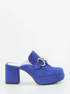 Kennel & Schmenger – Plateau-Mules aus Veloursleder Blau