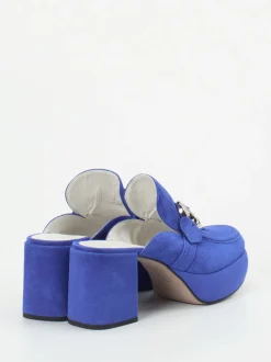Kennel & Schmenger – Plateau-Mules aus Veloursleder Blau