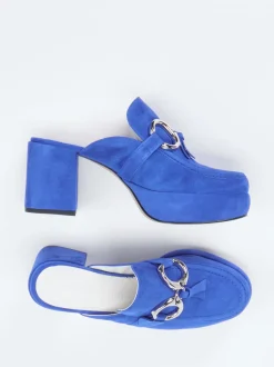 Kennel & Schmenger – Plateau-Mules aus Veloursleder Blau