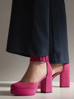 Kennel & Schmenger – Plateau-Pumps aus Veloursleder Pink