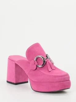 Kennel & Schmenger – Plateau-Mules aus Veloursleder pink
