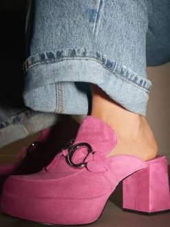 Kennel & Schmenger – Plateau-Mules aus Veloursleder pink