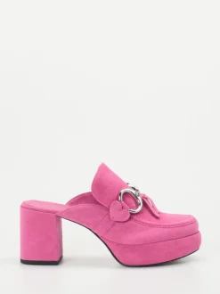 Kennel & Schmenger – Plateau-Mules aus Veloursleder pink