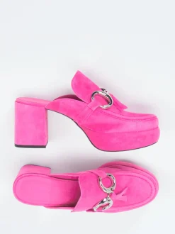Kennel & Schmenger – Plateau-Mules aus Veloursleder pink