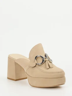 Kennel & Schmenger – Plateau-Mules aus Veloursleder beige