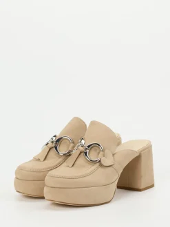 Kennel & Schmenger – Plateau-Mules aus Veloursleder beige