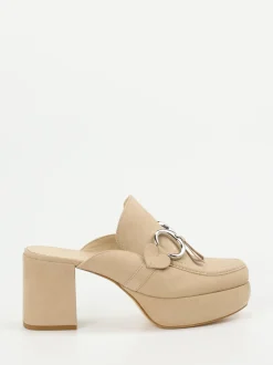 Kennel & Schmenger – Plateau-Mules aus Veloursleder beige