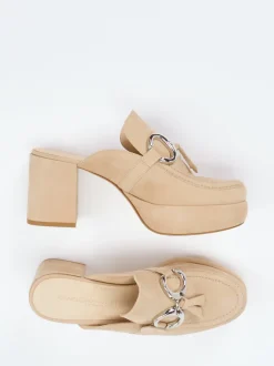 Kennel & Schmenger – Plateau-Mules aus Veloursleder beige