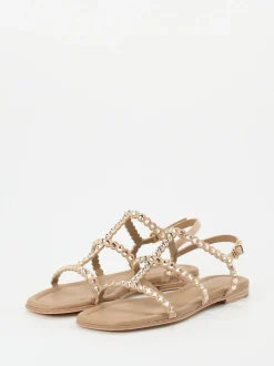 Kennel & Schmenger – Sandalen aus Metallicleder beige