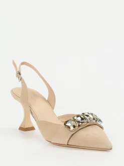 Kennel & Schmenger – Slingback-Pumps aus Veloursleder Beige