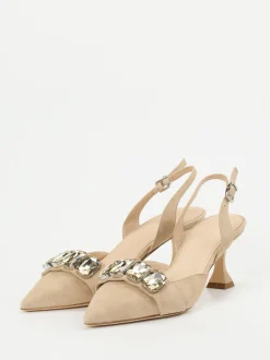Kennel & Schmenger – Slingback-Pumps aus Veloursleder Beige
