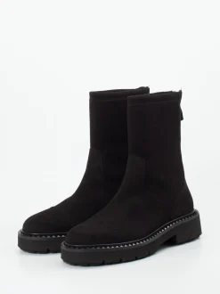 Kennel & Schmenger – Stiefelette aus Stretch-Veloursleder schwarz