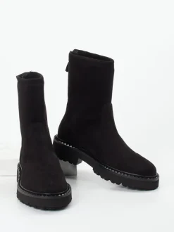 Kennel & Schmenger – Stiefelette aus Stretch-Veloursleder schwarz