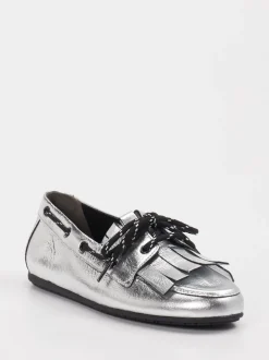 Kennel & Schmenger – Loafer aus Metallic-Leder in Silber