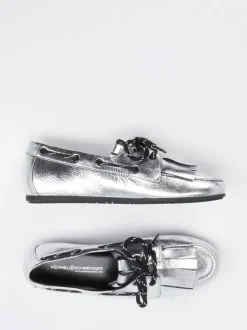Kennel & Schmenger – Loafer aus Metallic-Leder in Silber