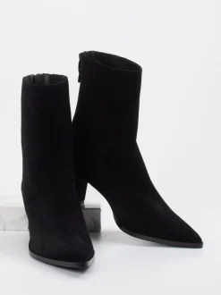 Konstantin Starke – Ankle Boots aus Veloursleder schwarz