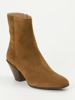 Konstantin Starke – Ankle Boots aus Veloursleder cognac