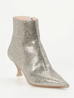Konstantin Starke – Ankle Boots aus Metallicleder Silber