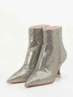 Konstantin Starke – Ankle Boots aus Metallicleder Silber