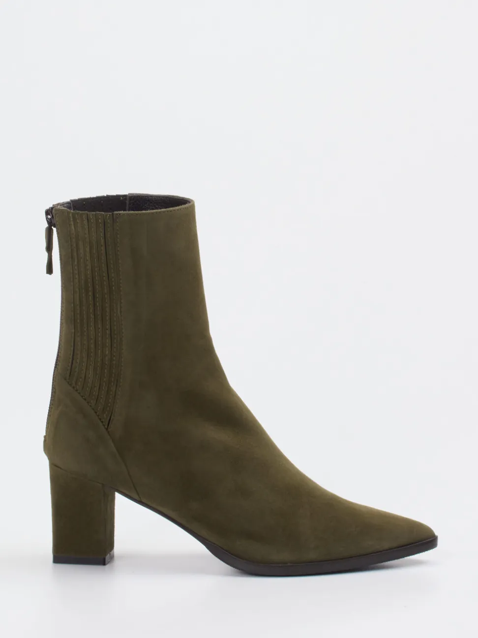Konstantin Starke – Ankle Boots aus Veloursleder Olivgrün