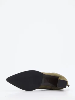 Konstantin Starke – Ankle Boots aus Veloursleder Olivgrün