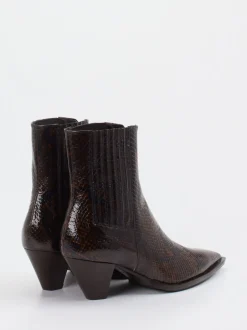 Konstantin Starke – Ankle Boots aus geprägtem Leder Braun