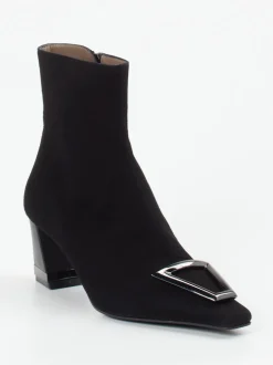 Konstantin Starke – Ankle Boots aus Veloursleder schwarz