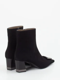 Konstantin Starke – Ankle Boots aus Veloursleder schwarz