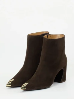 Konstantin Starke – Ankle Boots aus Veloursleder Dunkelbraun