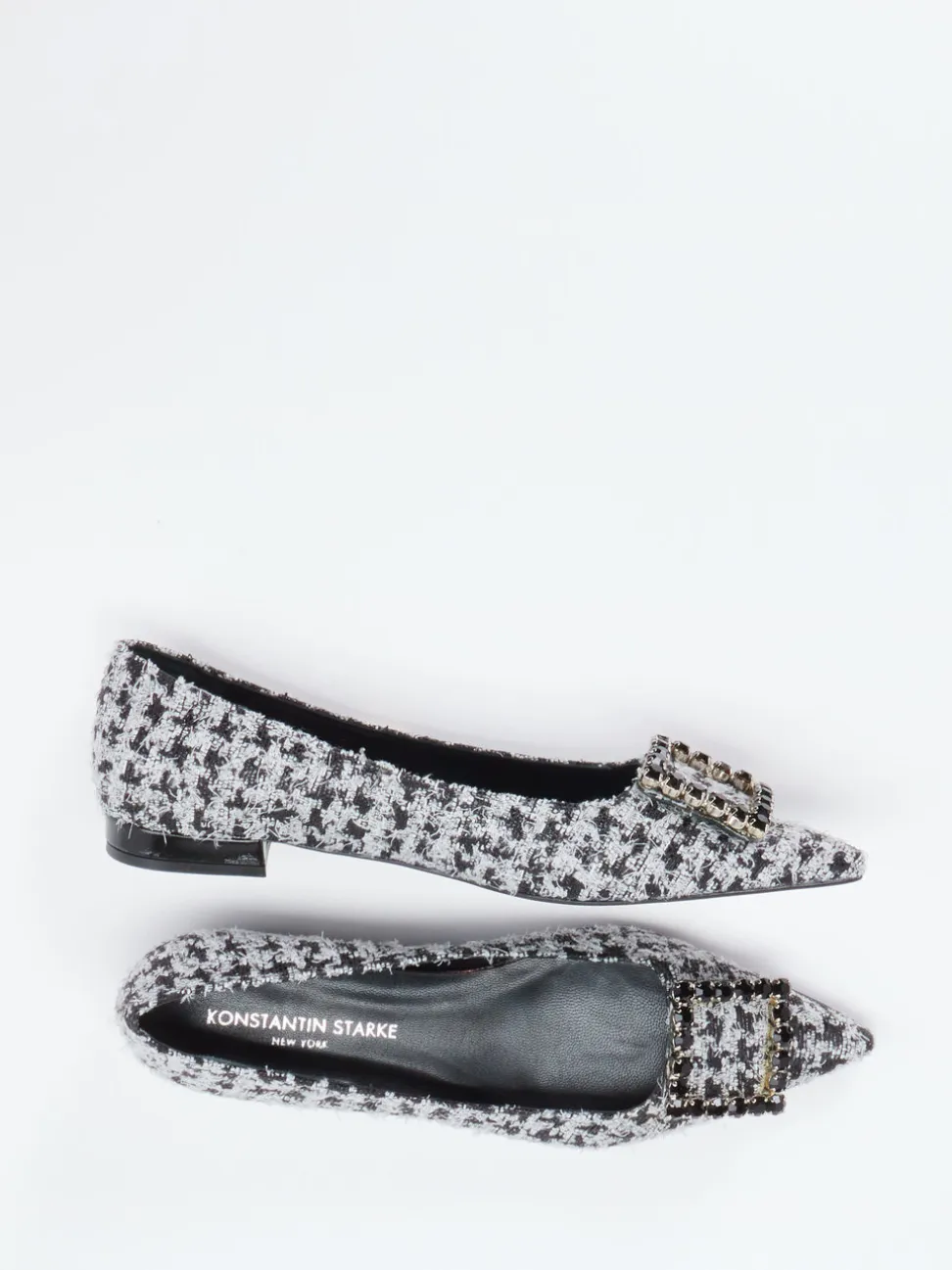 Konstantin Starke – Ballerinas aus Bouclé-Textil hellgrau