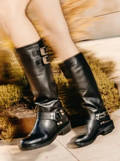 Konstantin Starke – Biker Boots aus Kalbleder schwarz