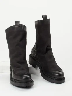 Konstantin Starke – Biker Boots aus Nubukleder schwarz