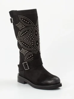 Konstantin Starke – Biker Boots aus Veloursleder schwarz