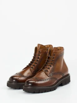 Konstantin Starke – Brogue-Stiefelette aus Büffelleder braun