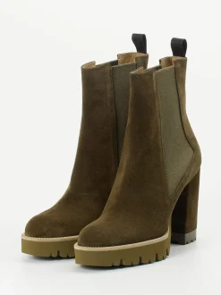 Konstantin Starke – Chelsea Boots aus Veloursleder oliv