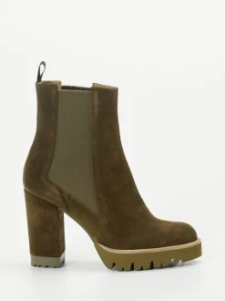 Konstantin Starke – Chelsea Boots aus Veloursleder oliv