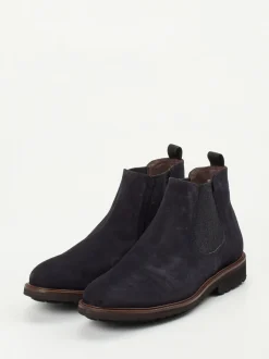 Konstantin Starke – Chelsea Boots aus Veloursleder Blau