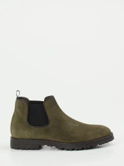 Konstantin Starke – Chelsea Boots aus Veloursleder olivgrün