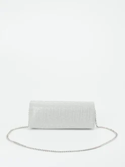 Konstantin Starke – Clutch aus Metallic-Textil silber