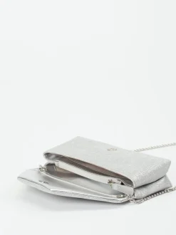 Konstantin Starke – Clutch aus Metallic-Textil silber
