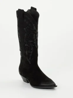 Konstantin Starke – Cowboyboots aus Veloursleder schwarz