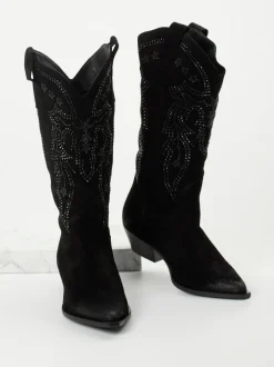 Konstantin Starke – Cowboyboots aus Veloursleder schwarz