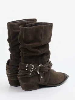 Konstantin Starke – Cowboyboots aus Veloursleder braun