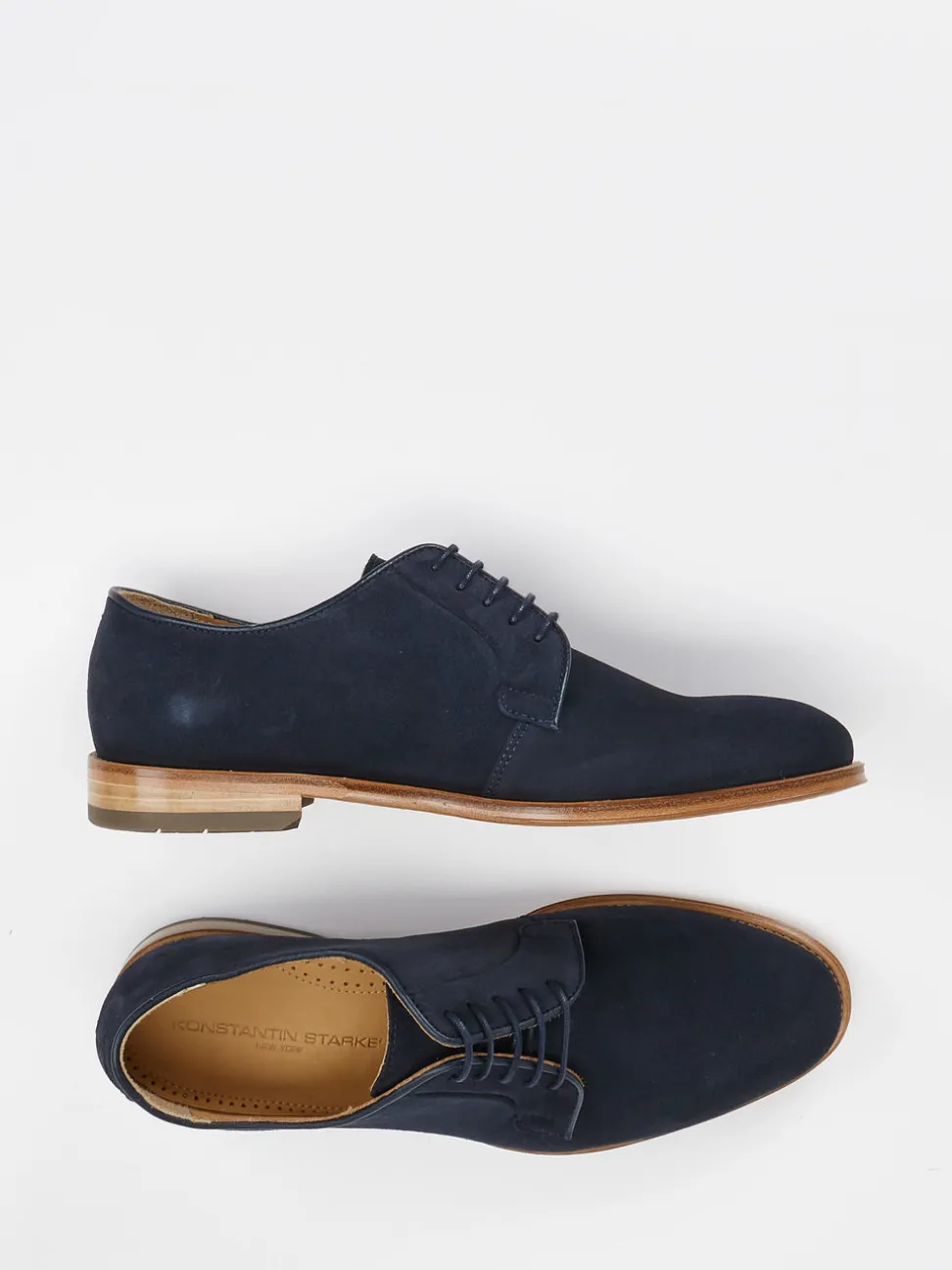 Konstantin Starke – Derby-Schnürschuh aus Veloursleder Blau
