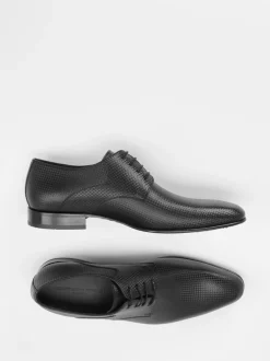 Konstantin Starke – Derby-Schnürschuh aus geprägtem Leder schwarz