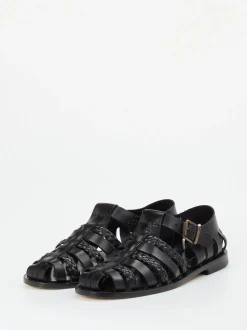 Konstantin Starke – Fischersandalen aus Kalbleder schwarz
