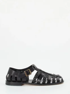 Konstantin Starke – Fischersandalen aus Kalbleder schwarz