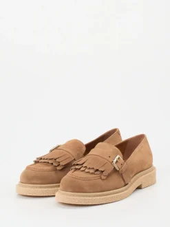 Konstantin Starke – Fransen-Loafer aus Veloursleder Sandbeige